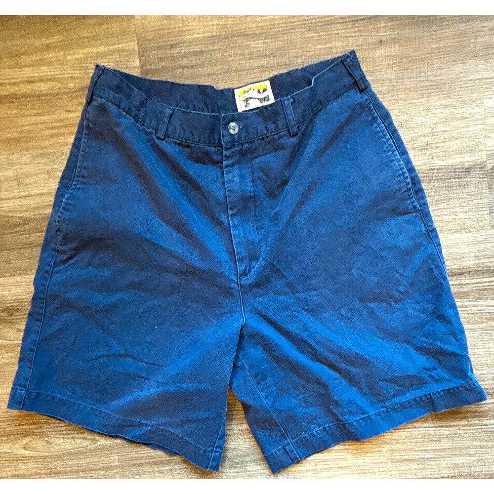 Pacific Crest Chino Shorts Mens Blue Cotton Button Pockets Flat Front Solid